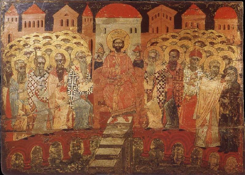 unknow artist The Council of Nicaea i,Melkite icon from the 17 century Germany oil painting art